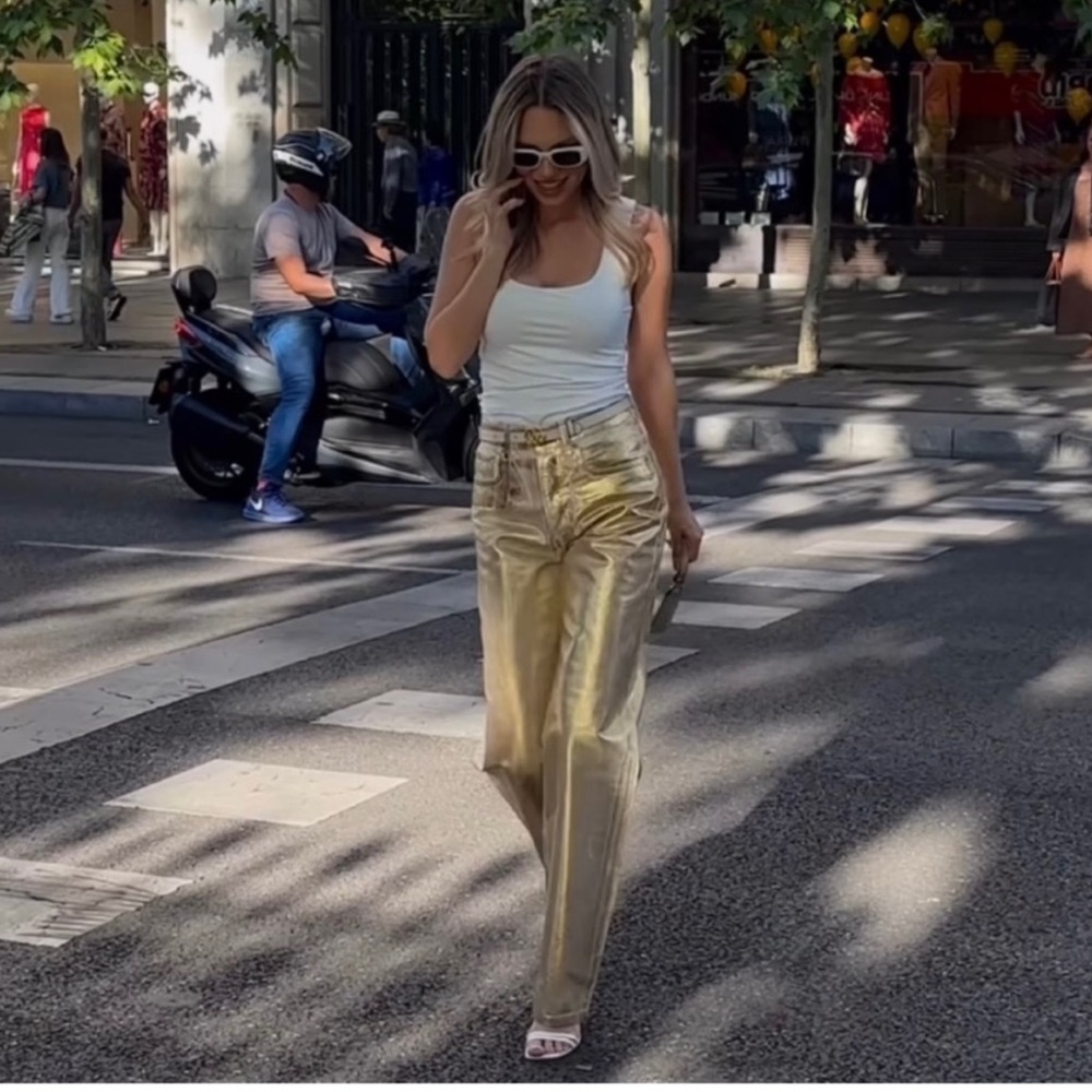 Zara metallic gold pants